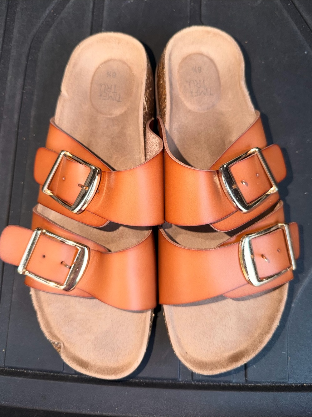 Time & Tru | brown buckle sandals, size 8.5